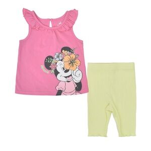 NWT Disney Baby Minnie Mouse Girl's 2Pc Top and  Leggings Set Size 0-3M
